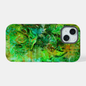 Ingewikkelde groene texturen iPhone 15 case (Achterkant horizontaal)