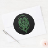 Ingewikkelde Groene Tweelingen Zodiac op Zwart Ronde Sticker (Envelop)