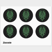 Ingewikkelde Groene Tweelingen Zodiac op Zwart Ronde Sticker (Vel)