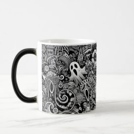 Ingewikkelde Halloween Doodle Patroon met Dark Sym Magische Mok