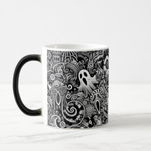 Ingewikkelde Halloween Doodle Patroon met Dark Sym Magische Mok