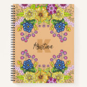 Ingewikkelde Hand-Drawn Flowers Naam en Initiaal Notitieboek (Voorkant)