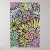 Ingewikkelde handgetekende bloemige Boheemse Chic  Poster (Voorkant)