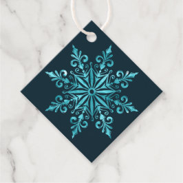 Ingewikkelde Ice Blue Sneeuwvlok Kerst Gift Tags Bedankjes Labels