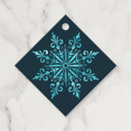 Ingewikkelde Ice Blue Sneeuwvlok Kerst Gift Tags Bedankjes Labels