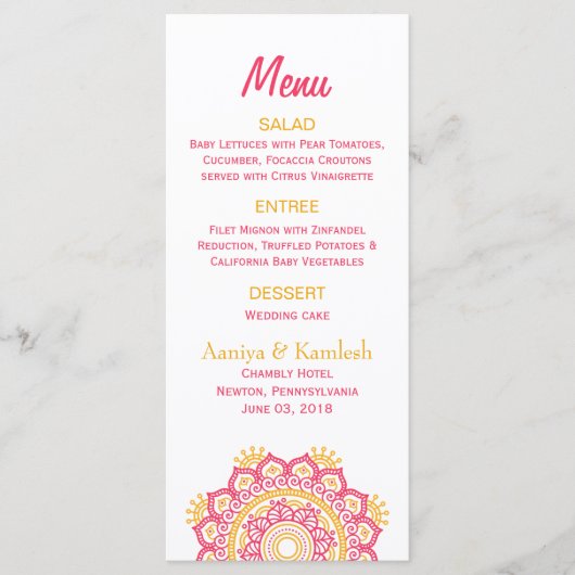 Ingewikkelde instelling bruiloft menu (Voorkant)