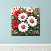 Ingewikkelde juweel versierde bloemdesign canvas afdruk (Insitu (Houten vloer))