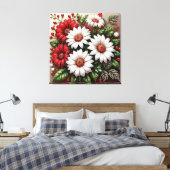 Ingewikkelde juweel versierde bloemdesign canvas afdruk (Insitu (Slaapkamer))