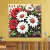 Ingewikkelde juweel versierde bloemdesign canvas afdruk (Insitu (Woonkamer))