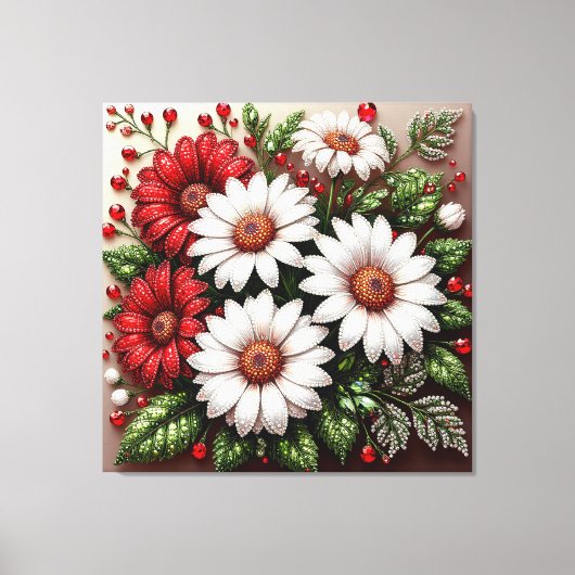 Ingewikkelde juweel versierde bloemdesign canvas afdruk (Voorkant)