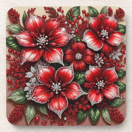 Ingewikkelde juweel versierde bloemendesign bier onderzetter (Voorkant)