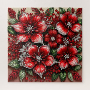 Ingewikkelde juweel versierde bloemendesign legpuzzel