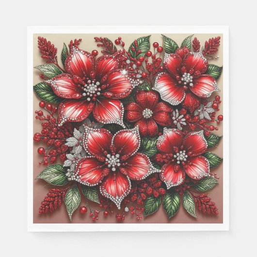 Ingewikkelde juweel versierde bloemendesign servet (Voorkant)
