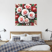 Ingewikkelde juweel versierde bloemontwerp canvas afdruk (Insitu (Slaapkamer))