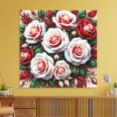Ingewikkelde juweel versierde bloemontwerp canvas afdruk (Insitu (Woonkamer))