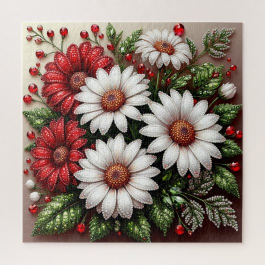 Ingewikkelde juweel versierde bloemontwerp legpuzzel (Verticaal)