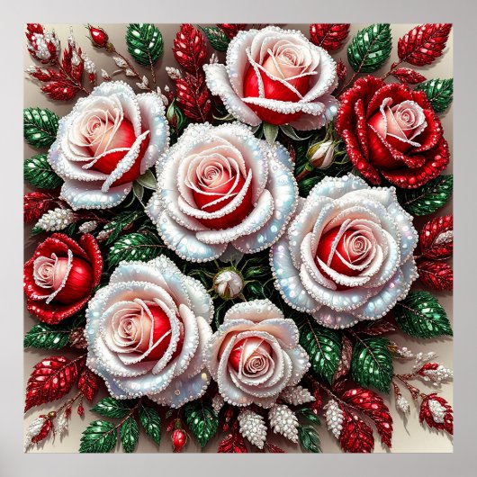 Ingewikkelde juweeltje versierd bloemenontwerp poster (Voorkant)