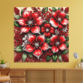 Ingewikkelde juweelversierde bloemontwerp canvas afdruk (Insitu (Woonkamer))