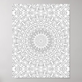 Ingewikkelde Kaleidoscoop Mandala Kleurplaat Poster