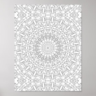 Ingewikkelde Kaleidoscoop Mandala Kleurplaat Poster