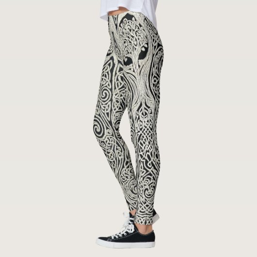 Ingewikkelde Keltische Boom des Levens Knoopwerk O Leggings (Links)