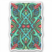 Ingewikkelde Keltische Dragon Knot Jewel Tone Kleu Sticker (Voorkant)