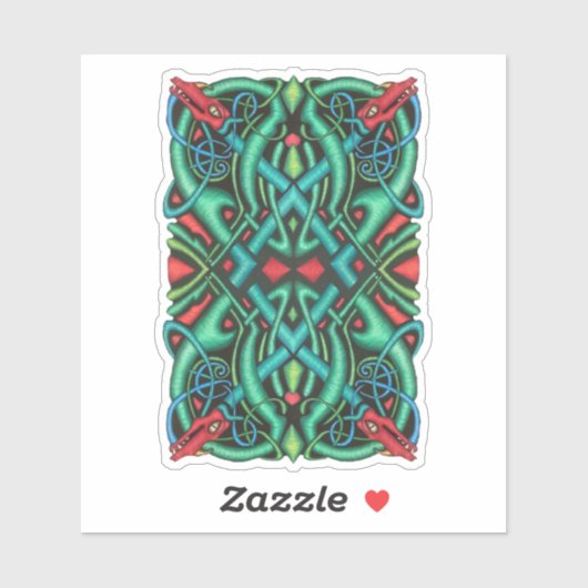 Ingewikkelde Keltische Dragon Knot Jewel Tone Kleu Sticker (Vel)