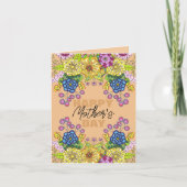 Ingewikkelde Kleurrijke Bloemen Foliage Moederdag Kaart (Voorkant)