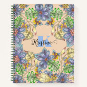 Ingewikkelde Kleurrijke Bloemen Naam en Initiaal L Notitieboek (Voorkant)