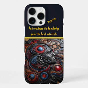 Ingewikkelde lederen kunstwerk met een kosmisch ge iPhone 16 pro max hoesje