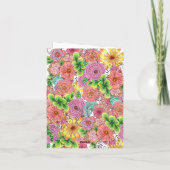 Ingewikkelde levendige handgetekende bloemen Moede Kaart (Achterkant)