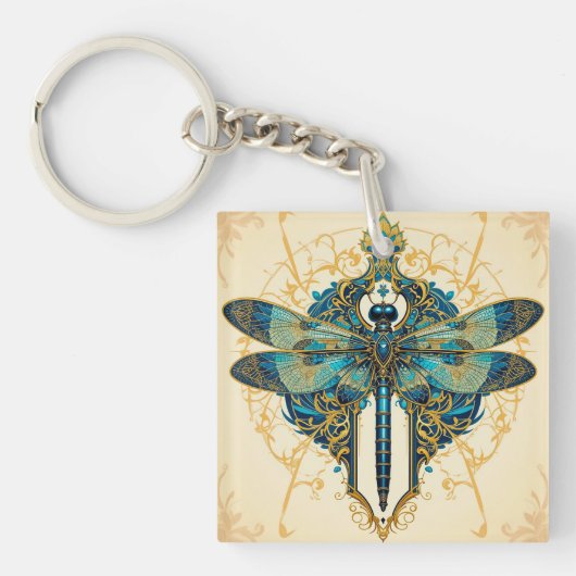 Ingewikkelde Libelle Kunst Sleutelhanger (Voorkant)