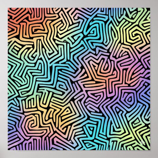 Ingewikkelde Lichtgevende Tessellation Behang Poster (Voorkant)