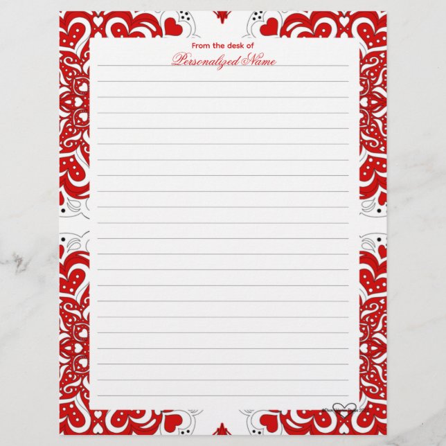 Ingewikkelde liefdesnotities - rood gevoerd briefhoofd (Voorkant)