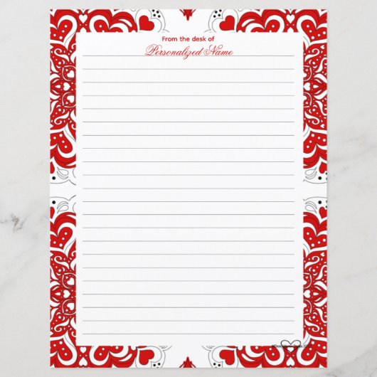 Ingewikkelde liefdesnotities - rood gevoerd papier (Voorkant)