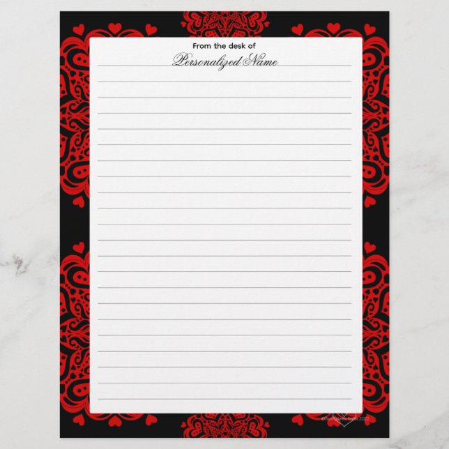 Ingewikkelde liefdesnotities - zwart gevoerd briefhoofd (Voorkant)