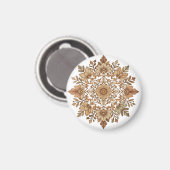 Ingewikkelde Mandala Bloemige Bruine Tinten Kunst Magneet (Voorkant / Achterkant)