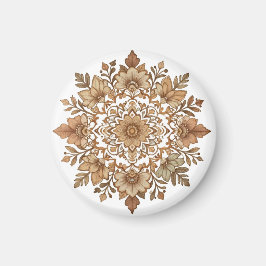 Ingewikkelde Mandala Bloemige Bruine Tinten Kunst Magneet