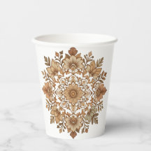 Ingewikkelde Mandala Bloemmotief Bruine Tinten Kun