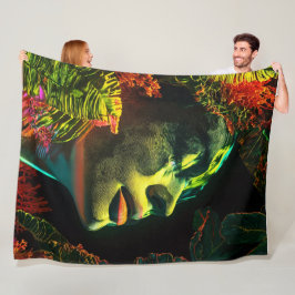 Ingewikkelde neonvrouw, levendige Coralpunk-kunst Fleece Deken