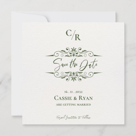Ingewikkelde ontwerp Monogram Trouwen Save the Dat (Voorkant)