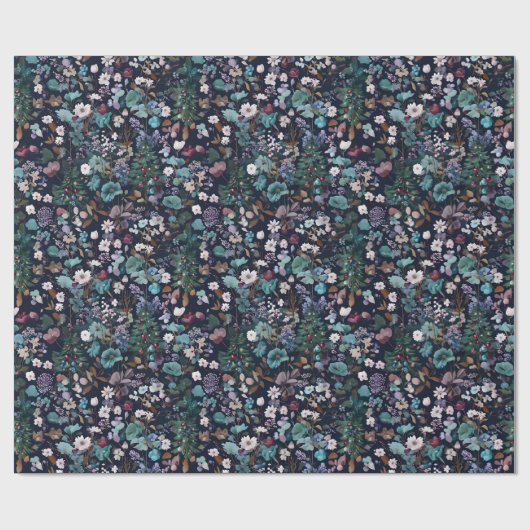 Ingewikkelde ontwerper Bloemen Kerstbomen op de Ma Cadeaupapier (Vlak)