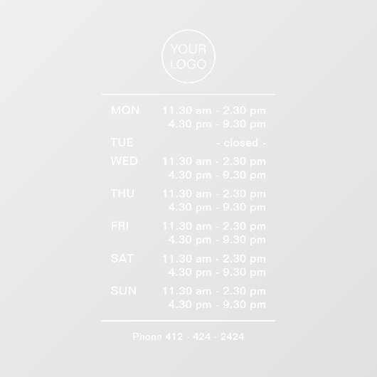 Ingewikkelde openingsuren Winkelraam sticker (Vel)