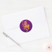 Ingewikkelde Paarse en Gele Tribal Boogschutter Ronde Sticker (Envelop)