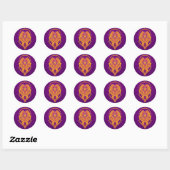 Ingewikkelde Paarse en gele Tribal Gemini Ronde Sticker (Vel)