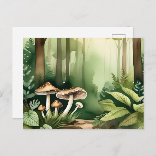 Ingewikkelde paddenstoel met zachte groene was briefkaart (Voorkant / Achterkant)