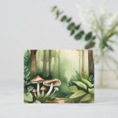 Ingewikkelde paddenstoel met zachte groene was briefkaart (Staand voorkant)