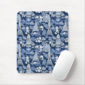 Ingewikkelde Parijse Blauwe Toile patterned Muismat (Met muis)