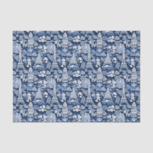 Ingewikkelde Parijse Blauwe Toile patterned Tissuepapier