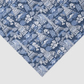 Ingewikkelde Parijse Blauwe Toile patterned Tissuepapier (Detail)